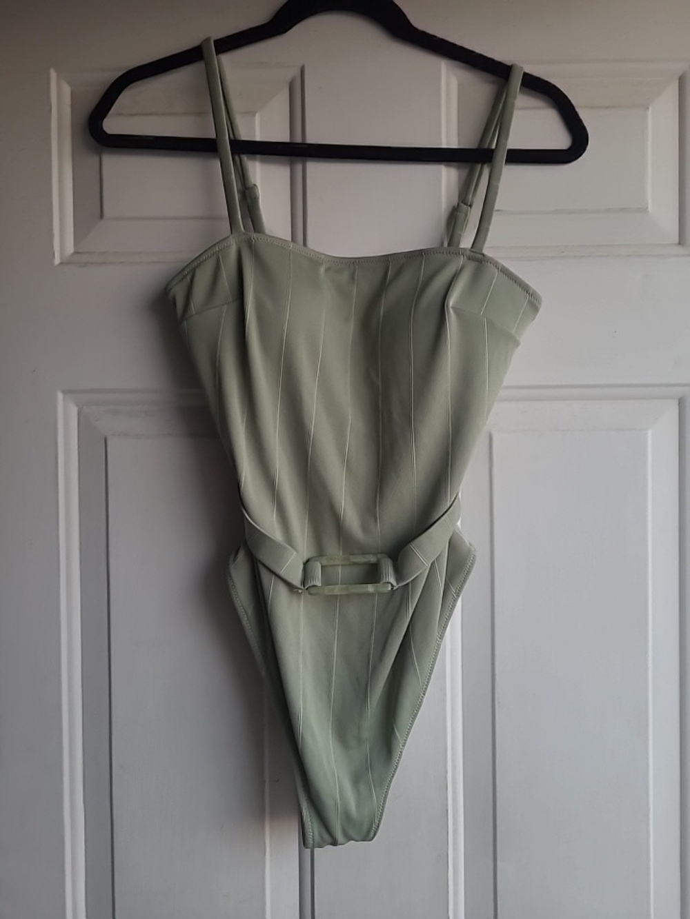 H&M Sage Green One-Piece Swimsuit with Belted Detail